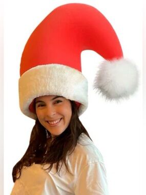Foam party hat Red Santa-Style Holiday Hat with White Trim oversized giant